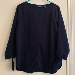Lands’ End Women Bracelet Sleeve Tie Detail Soft Blouse